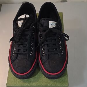 Gucci Women's Black Sneakers with Red Accents
